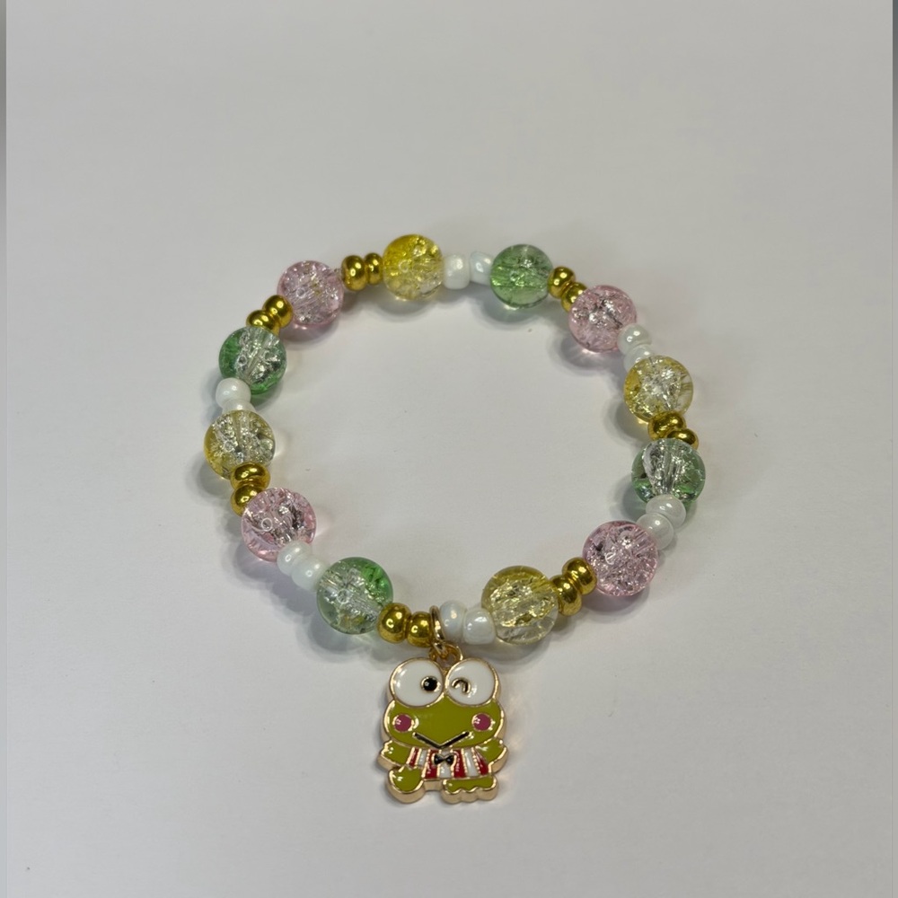 Sanrio Keroppi Charm Bracelet - Yellow, green, and pink
